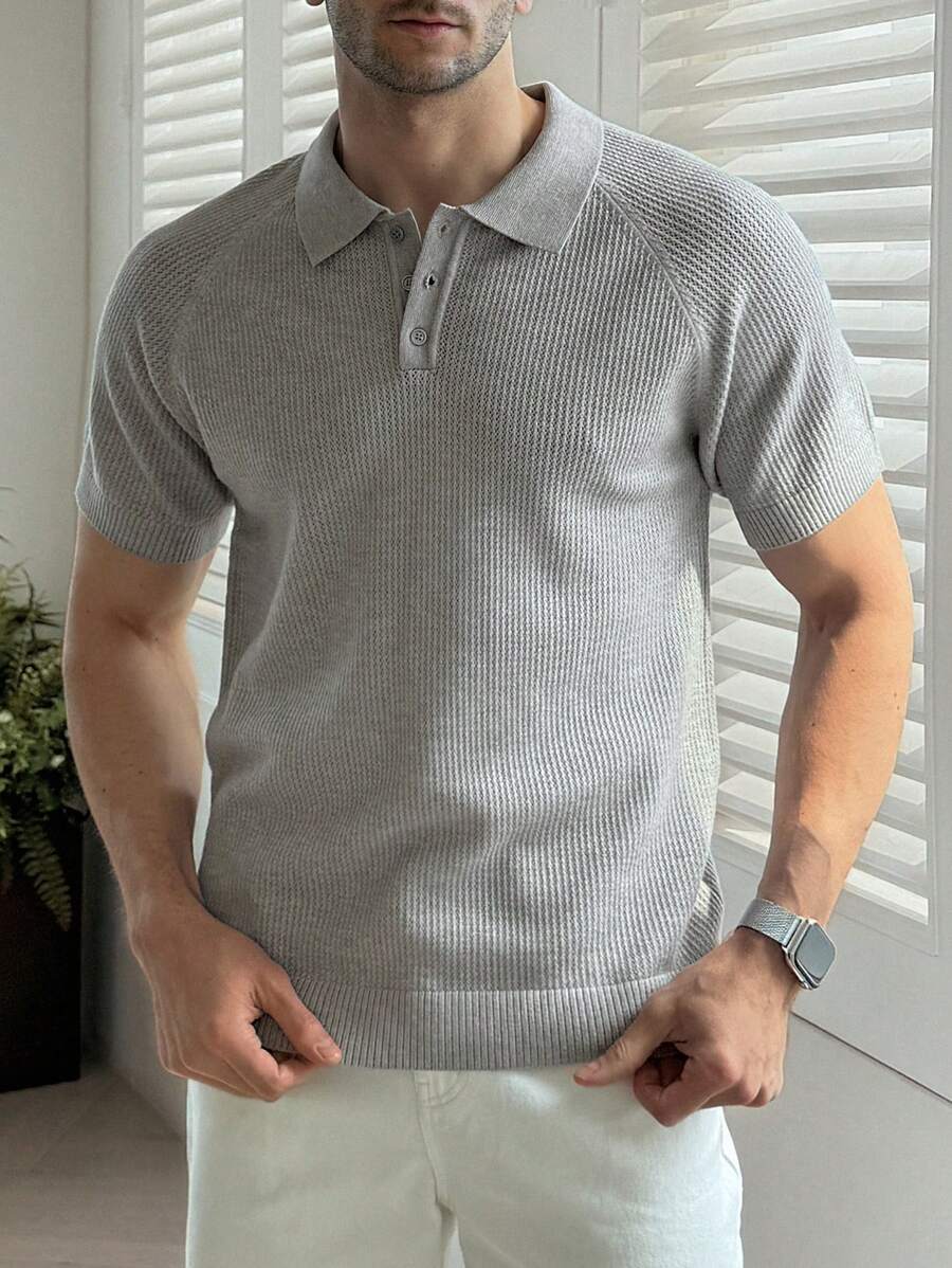 DAZY Men's Plain Basic Knitted Sweater For Summer - Light Grey - View 1