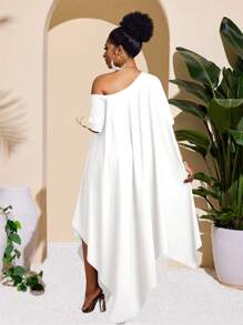 Slaydiva 2025 新款休闲百搭日常无袖/短袖宽松不对称下摆连衣裙，简约设计，适合春夏季