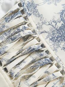 SHEIN MOD Women's Summer Full Print Waist Spliced Lace Camisole Dress,Bohemia - Blue - View 3