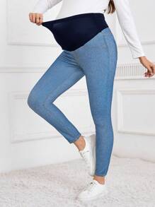 SHEIN Jeans casual skinny da maternità con vita regolabile e versatili