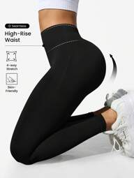 Easithlete High Waisted Seamless Slim Leggings For Women - Resilient Soft Touch Quick-Drying Breathable 4-Way Stretch Legging For Running Cycling Yoga Pickleball Exercise Casual