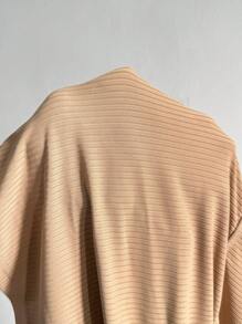 SHEIN EZwear Women Casual Solid Color Twisted Off Shoulder Crop Top - Mocha Brown - View 7