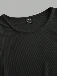 SHEIN EZwear 4 件套女士性感短款紧身背心，黑色、藏青色、碎花灰和白色，适合夏季 - 彩色 - 查看 8