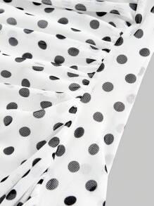 ROMWE J-Fashion Women's Polka Dot Minimalist Casual Tank Top, Suitable For Summer - Black and White - View 3