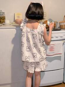 DAZY Tween Girl Fall Clothes For Girls: 1 Allover Print Knit Camisole + Shorts Sleepwear Set, Plus Size,Back To School Clothes - White - View 6