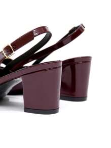 CUCCOO BIZCHIC Women's Back Strap Decor Bowknot Lolita Style High Heel Pumps, Burgundy Color - Redwood - View 5