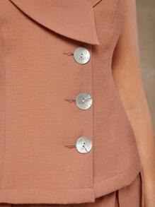 COSMINA Damen Einfarbige Ärmellose Weste mit Kragen und Knopfleiste, Lässig