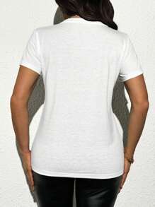 INAWLY Women's Slim Fit Tee With Red Rose Floral Print, Summer