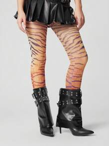 ROMWE Goth 1 双百搭深色虎纹连裤袜，适合所有季节