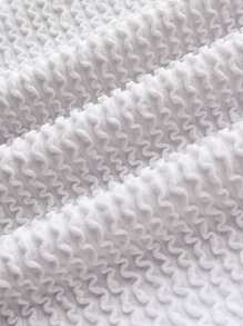 SHEIN Teen Girls' Textured Knitted Halter Necklace Design Swimsuit Set, Vacation Casual Beachwear