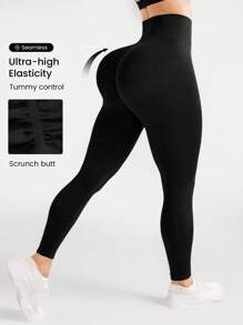 Seamluxe SHEIN Sport Leggings deportivos unicolor control de barriga