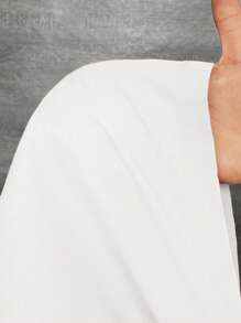 Slaydiva 2 件套大码女式纯色衬衫和裤子，优雅、日常和通勤 - 白色 - 查看 8