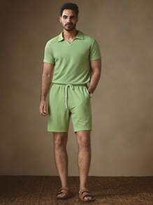 Manfinity VCAY 2 件套男士针织修身常规肩圆领休闲 Polo 衫套装