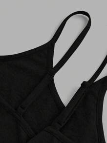 SHEIN EZwear 4 件套女士黑色短款无袖吊带背心，夏季休闲装 - 黑色 - 查看 7