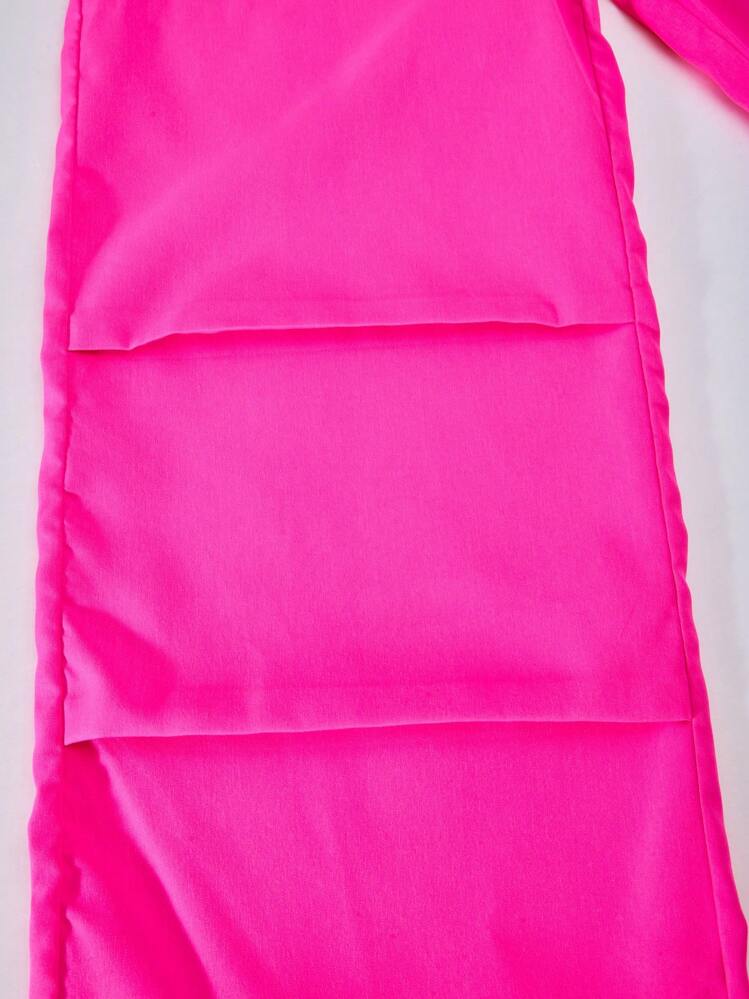 ChillGRL Set de 2 piezas de top de tirantes con estampado de estrellas y pantalones cargo de bloques de color para niñas preadolescentes, conjunto de ropa casual de estilo urbano para primavera/verano y vacaciones de verano - Rosa Fucsia - Ver 3