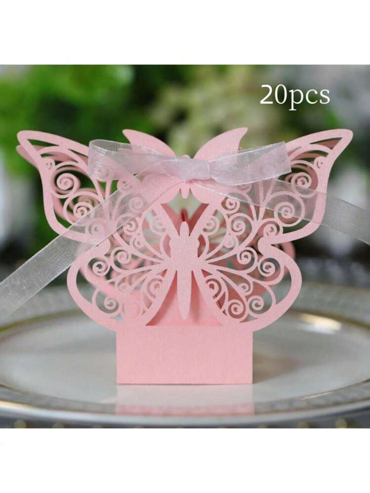 20 piezas Cajas de regalo con corte láser de mariposa DIY para bodas, cumpleaños, cajas de dulces con cintas, lindas cajas de chocolate para favores de boda, fiesta de cumpleaños, Día de la Madre, Pascua, graduación, despedida de soltera, artículos de boda, suministros para fiestas, decoraciones del Día de San Valentín, Día de San Valentín, cumpleaños, Día de la Madre, Pascua, decoraciones de graduación, despedida de soltera, artículos de boda, suministros para fiestas, decoraciones de baby shower, decoraciones de Ramadán, despedida de soltera, decoraciones del Día de San Patricio, decoración de habitaciones, regalos para invitados de boda, cajas de regalo - Beis - Añade 4