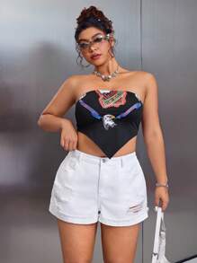 SHEIN ICON White Skinny Ripped Shorts, Minimalist & Fashion, Suitable For Summer - White - View 5