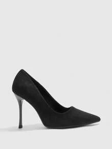 CUCCOO BIZCHIC Women Elegant Minimalist Solid Color Pointed Toe High Heel Pumps - Black - View 6