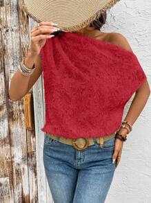 EMERY ROSE Áo cánh nữ xếp ly bất đối xứng rộng rãi thanh lịch giản dị - Đỏ - Xem 5