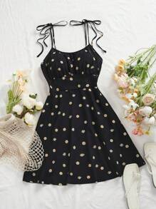 SHEIN VCAY 大码夏季碎花腰带连衣裙 - 彩色 - 查看 1