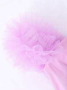 Teen Girls Elegant Lilac Purple Mesh Tube Dress - Lilac Purple - View 4