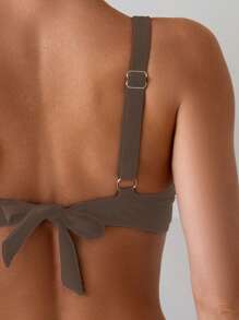 Conjunto de bikini de verano con cuello en V cruzado y bloques de color - Multicolor - Ver 6