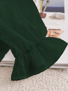 CosyJoli Women Plus Size Solid Color Long Sleeve Loose Fit Elegant Blouse - Green - View 5