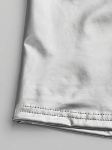 EgrlEra 女士性感 PU 皮革吊带背心上衣，带金属扣和露背领口 Y2K 圣诞节派对礼服 - 銀色 - 查看 5