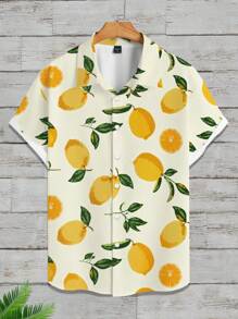 Manfinity RSRT Áo thun nam họa tiết chanh đi nghỉ thường ngày - Nhiều màu - Xem 1