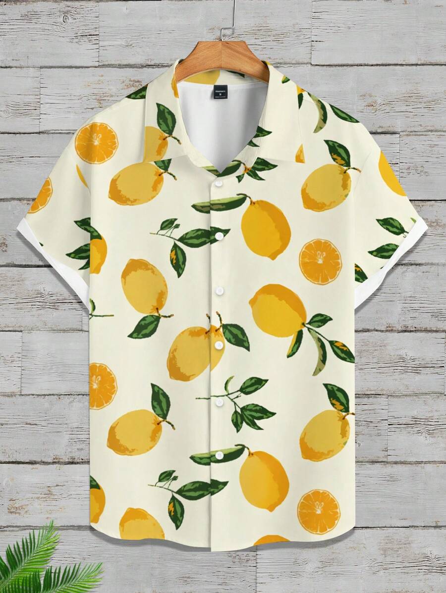 Manfinity RSRT Áo thun nam họa tiết chanh đi nghỉ thường ngày - Nhiều màu - Xem 1