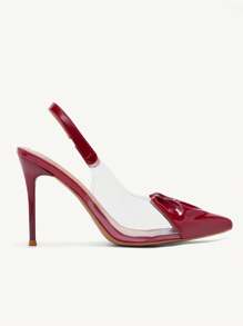 CUCCOO CHICEST 女士尖头透明 PVC 高跟凉鞋，优雅性感红色一脚蹬细高跟鞋，时尚舒适，适合办公室和日常穿着