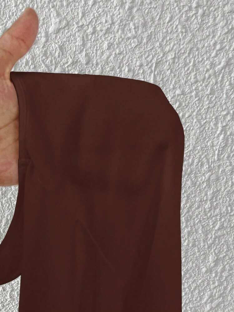 SHEIN PETITE Traje de baño de una pieza en unicolor con tirantes anchos, básico y elástico, de color blanco - Marrón - Añade 7