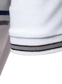 Manfinity Homme Men's Half-Zip Striped Print Casual Short Sleeve Polo Shirt, Summer - Multicolor - View 5