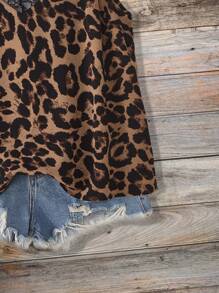 SHEIN VCAY Áo hai dây họa tiết da báo cỡ lớn cho nữ - Nhiều màu - Xem 4