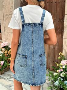 SHEIN Vestido de tirantes de mezclilla casual para maternidad, adecuado para fiestas, vacaciones, citas, San Valentín, tarde de té, vacaciones, festivales de música, estilo bohemio, atuendos de verano para mujeres/verano/ropa de verano/blusas de verano lindas, Pascua/vestido de Pascua/atuendo de Pascua para mujer, atuendos de rave/atuendo de concierto para mujer/atuendo de concierto country/rave/atuendos de rave festival/atuendos de Nashville/atuendos de Ibiza, elegante, atuendos de vacaciones para mujer/atuendos de vacaciones en la playa, bohemio/boho/ropa de mujer boho; vaquera/vaquero, Día de la Madre/mamá/madre/mami/Día de la Madre/mamá/obsequio del Día de la Madre