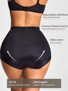 SHEIN Shape Prenda moldeadora de cintura alta, braga modeladora que realza el trasero y controla el abdomen y la cintura