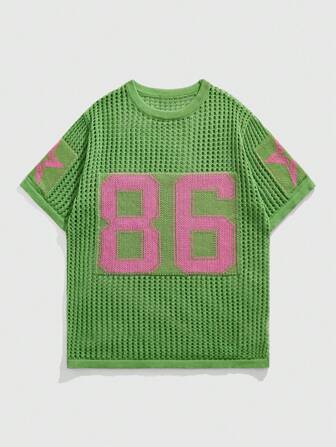 Prep Herren Streetstyle digitales Jacquard Cut Out Kurzarm Top