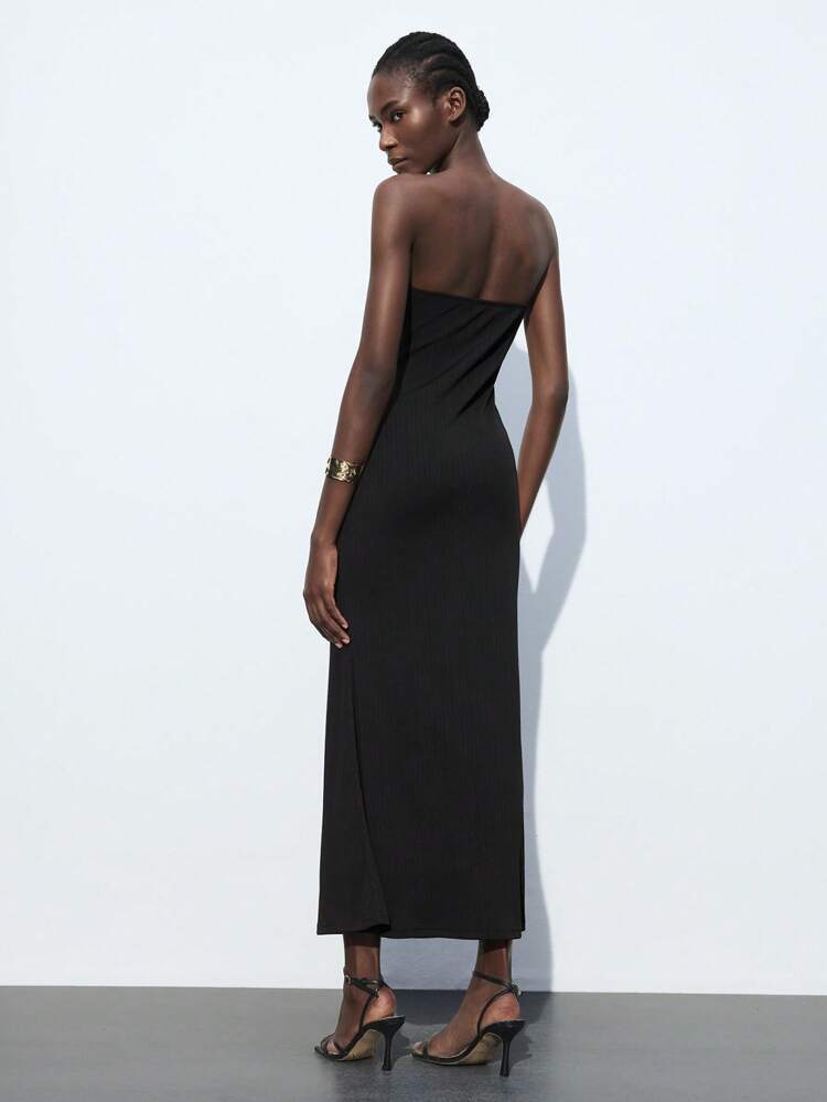 SHEIN Maija 2025 Spring/Summer New Casual Chic Fashion Vacation Comfortable Metal Buckle Women's Dress, Music Festival Beach Travel, Everyday Casual, Romantic Urban Resort, Suitable For Outings, Gatherings, Weddings, Graduation, Ladies Dress Easter Off The Shoulder Top