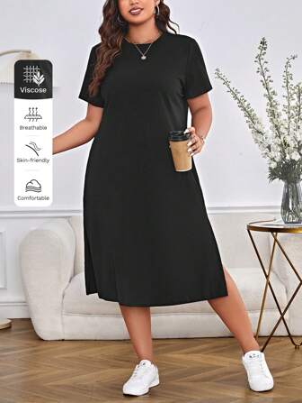 SHEIN Essnce Delad Enkel Enkel Plus Size Klänning