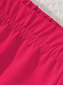 SHEIN 2pcs/Set Tween Girls Casual Simple Round Neck Short Sleeve Top And Pants Set, Summer - Hot Pink - View 4