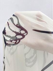 SHEIN Clasi Women's V-Neck Ruffle Sleeve Patchwork Hem Geometric Chiffon Print Dress - Black - View 7