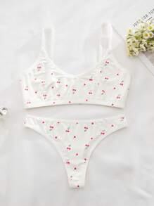 SHEIN 6pcs Set Casual & Comfortable Romantic Girl Print Lingerie Set, Kawaii - Multicolor - View 4