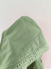 Áo hai dây cổ chữ V sâu thêu ren ngọt ngào và thon gọn mùa hè mới - Màu xanh Bạc hà - Xem 5