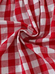 SHEIN Vintaside Kids 女婴休闲格纹盖袖百搭连衣裙，适合户外或日常居家穿着