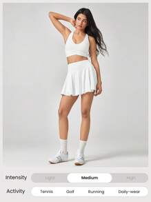 GLOWMODE 4.5'' Sweat-Wicking Quick-Dry Tummy Control Ultra High-Rise Waist Skirt With Side Pockets Non-Slip Grips Daily Casual Wear - White - View 6
