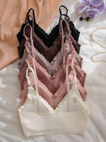 SHEIN 6 件套无缝肩带吊带内衣套装，带波浪边，冰丝材质 - 彩色 - 查看 2