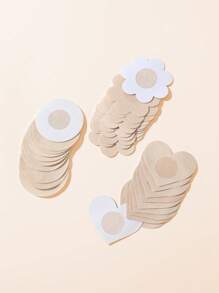 SHEIN 15 pares de pezoneras con forma de corazón y flor para mujeres, que protegen contra la fricción y absorben el sudor - Beis - Ver 5