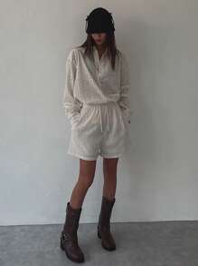 DAZY Strukturiertes Stoffhemd im Oversized Kragen Street Style