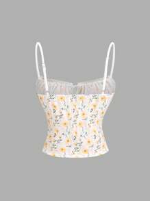 Sweetra Áo ba lỗ không tay buộc dây in họa tiết cổ điển mới cho nữ - Màu vàng - Xem 2