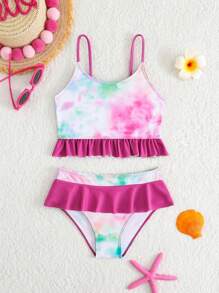Girls Tie-Dye Swimwear, Separately Sold Family Matching Outfits Mommy And Me (4 Sets Sold Separately) - Multicolor - View 6